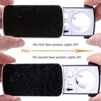 30X 60X 90X Jewellers Loupe Led Magnifier Loop Side Light Magnifying Glass Lens - Black