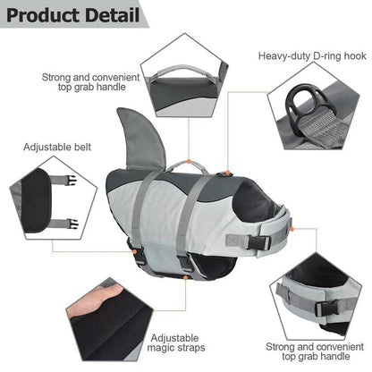 Pet Life Jacket Dog Swim Vest Outdoor Water Gear for Summer Swimming Activities - Grey L