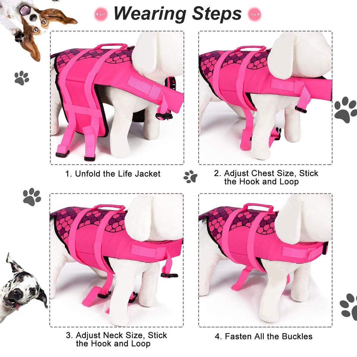 Pet Life Jacket Dog Swim Vest Outdoor Water Gear for Summer Swimming Activities - Grey S