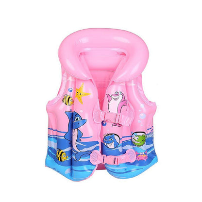 Inflatable Swim Vest with Buoyancy Support for Water Activities and Training Use - Pink-S