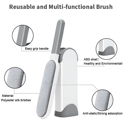 Pet Hair Remover Brush Reusable Static Lint Cleaner Clothes Carpet Sofa Bedding - Blue
