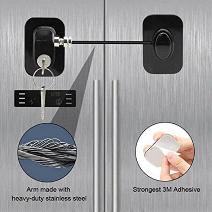 Refrigerator Lock with Keys for Fridge Cabinet Window Door and Drawer Latch Use - Black