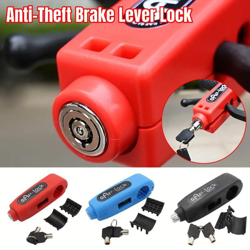 Motorcycle and Electric Bike Handlebar Lock Anti-Theft Security Lock for Bikes - Red
