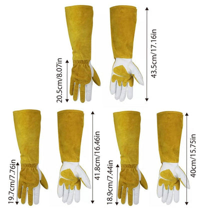 Long Welding Gloves Heat Resistant Leather Gloves for Grill or Fireplace Use - S