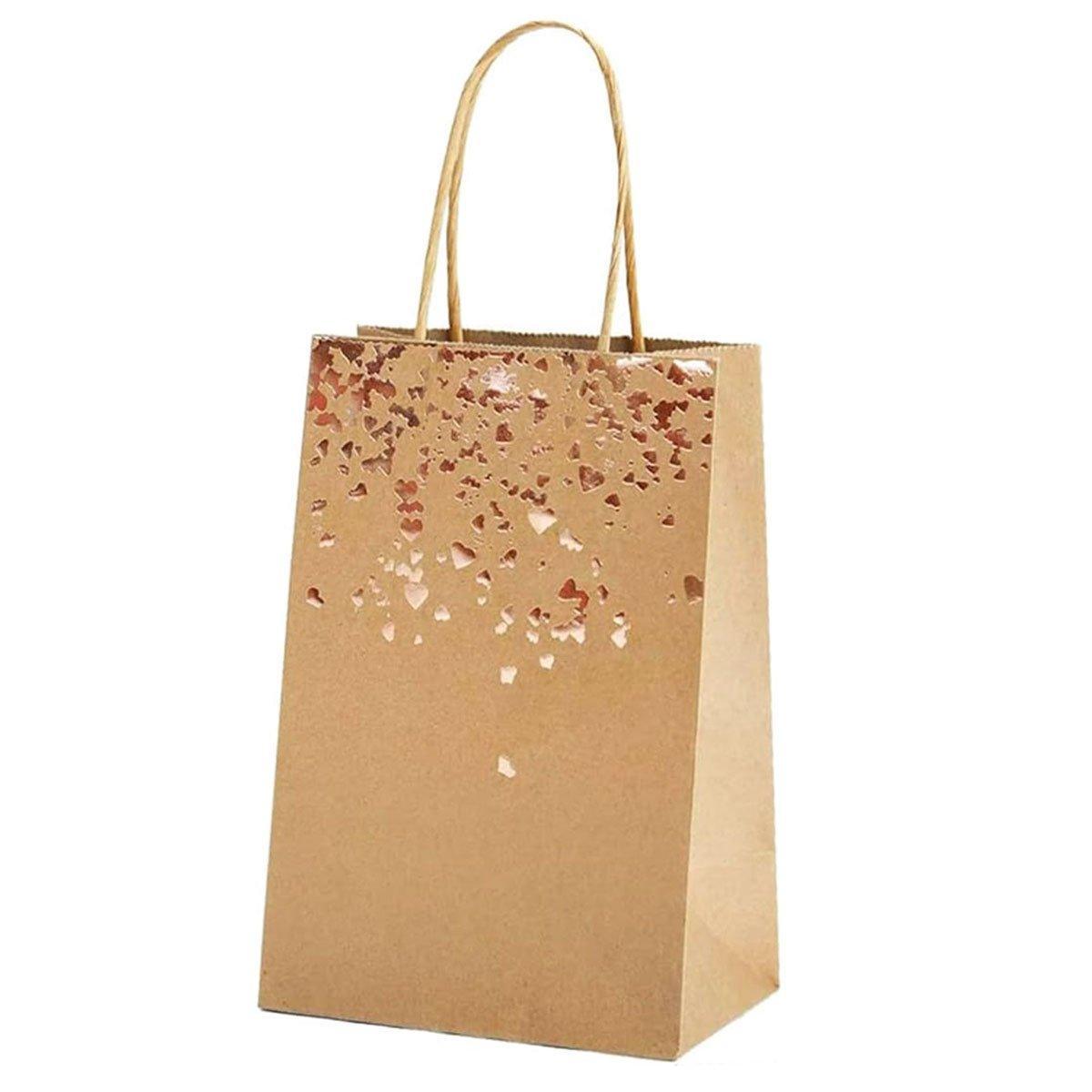 30PCS Kraft Paper Gift Bags Small Love Candy Bags Gold Foil Wedding Party Favors - Kraft Brown-Gold Foil