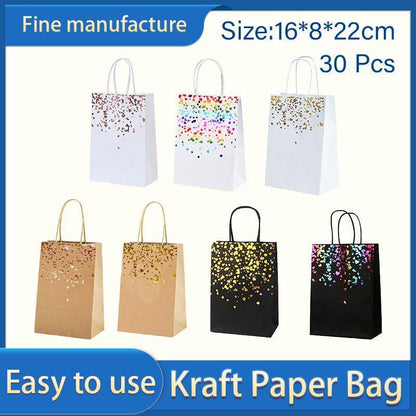 30PCS Kraft Paper Gift Bags Small Love Candy Bags Gold Foil Wedding Party Favors - White-Rose Gold Foil