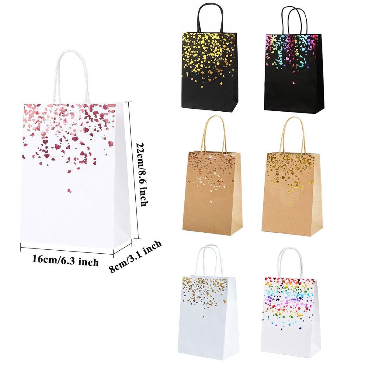 30PCS Kraft Paper Gift Bags Small Love Candy Bags Gold Foil Wedding Party Favors - White-Rainbow Foil