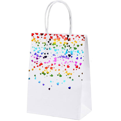30PCS Kraft Paper Gift Bags Small Love Candy Bags Gold Foil Wedding Party Favors - White-Rainbow Foil