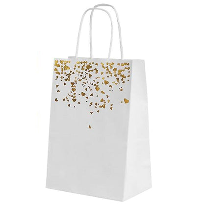 30PCS Kraft Paper Gift Bags Small Love Candy Bags Gold Foil Wedding Party Favors - White-Rainbow Foil