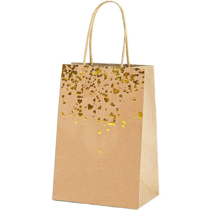 30PCS Kraft Paper Gift Bags Small Love Candy Bags Gold Foil Wedding Party Favors - White-Gold Foil
