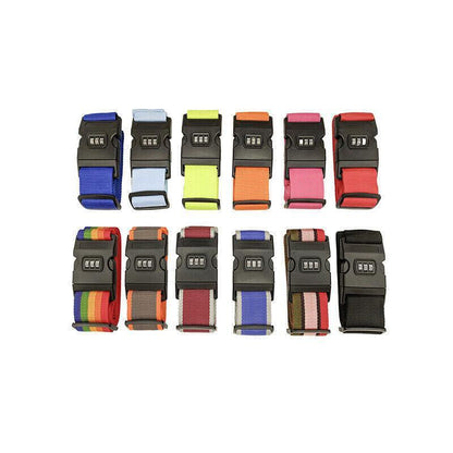 Luggage Strap Code Password Travel Suitcase Secure Lock Safe Nylon Packing Belt - Grey+Orange