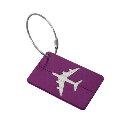 Luggage Tag Aluminum Travel Baggage Suitcase Identity Address Name Label Cards - Purple