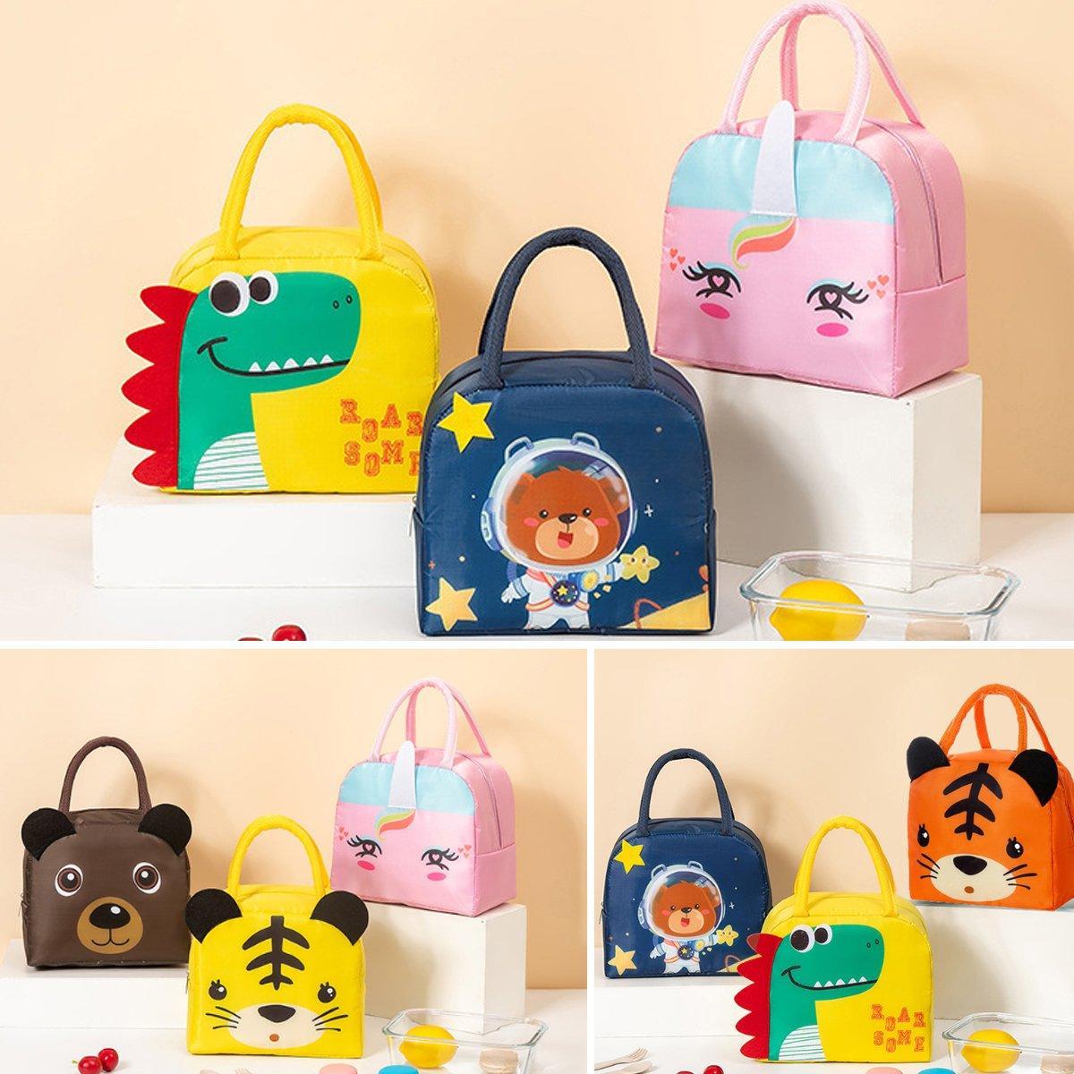 3D Bento Lunch Bag Cartoon Handbag Insulated Food Box Bag for Students LunchTote - Pink Rabbit