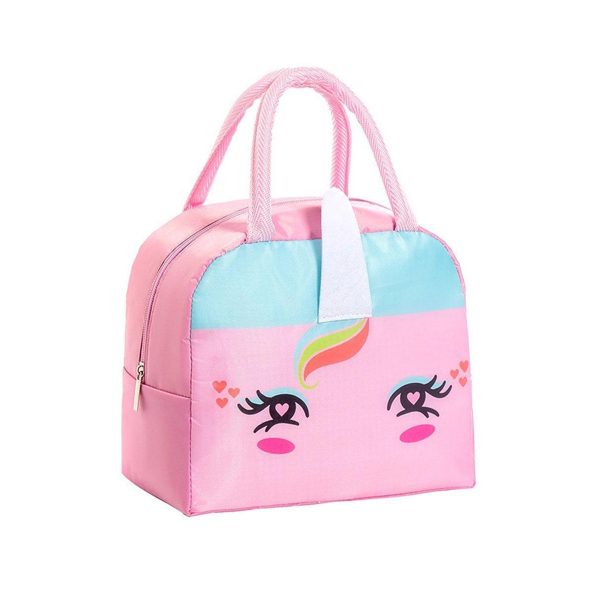 3D Bento Lunch Bag Cartoon Handbag Insulated Food Box Bag for Students LunchTote - Pink Rabbit