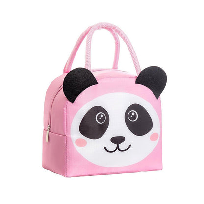 3D Bento Lunch Bag Cartoon Handbag Insulated Food Box Bag for Students LunchTote - Pink Panda