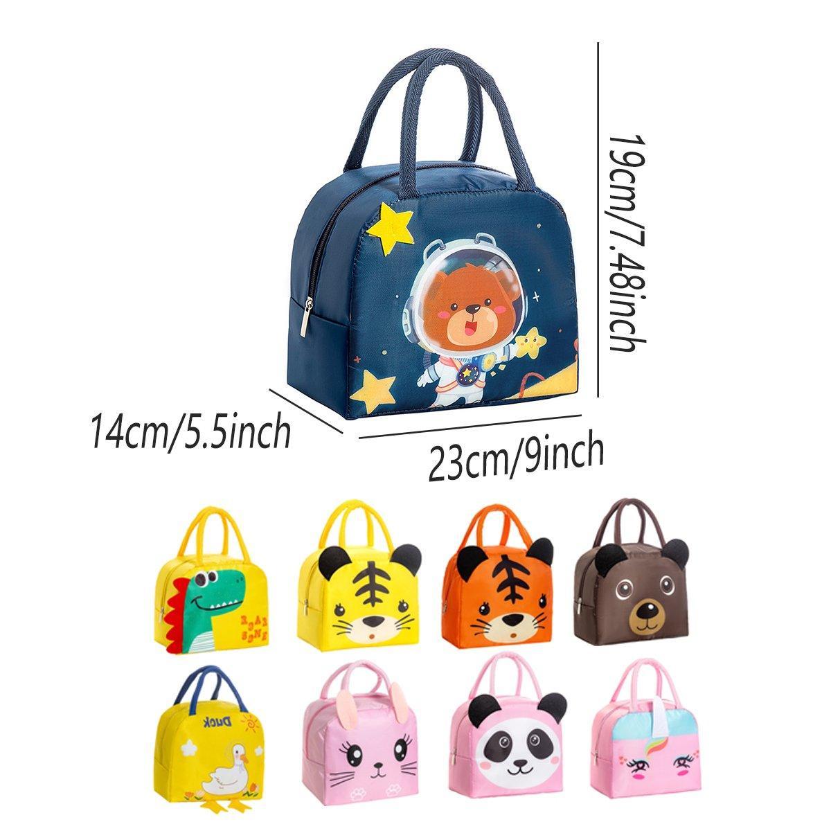 3D Bento Lunch Bag Cartoon Handbag Insulated Food Box Bag for Students LunchTote - Orange Tiger