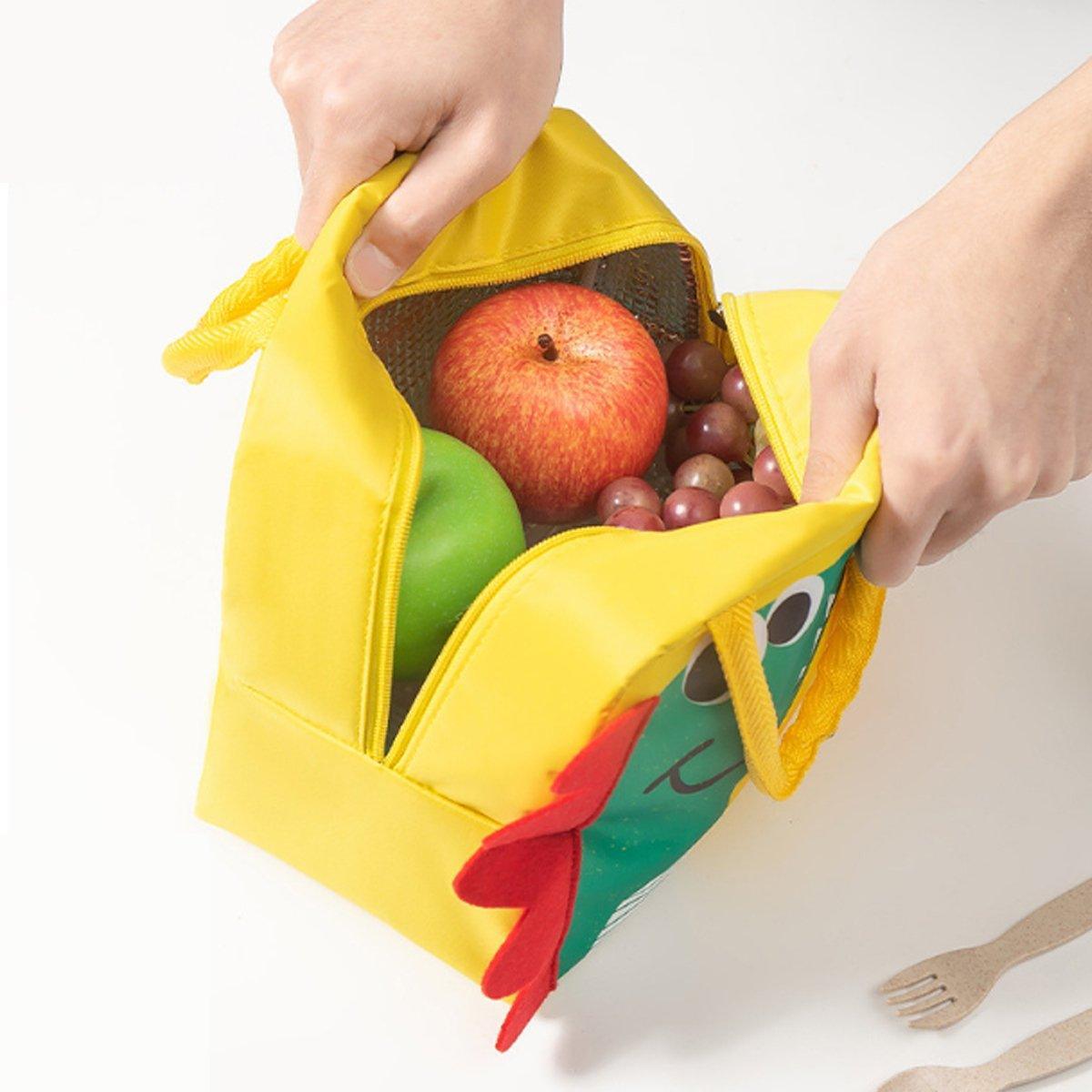 3D Bento Lunch Bag Cartoon Handbag Insulated Food Box Bag for Students LunchTote - Orange Tiger