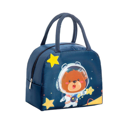 3D Bento Lunch Bag Cartoon Handbag Insulated Food Box Bag for Students LunchTote - Coffee Bear