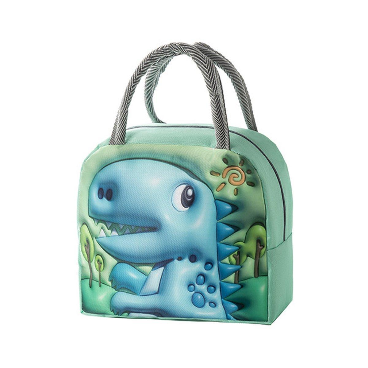 Cute 3D Cartoon Insulated Lunch Bag Oxford Fabric Bento Tote for School Use - Blue Puppy