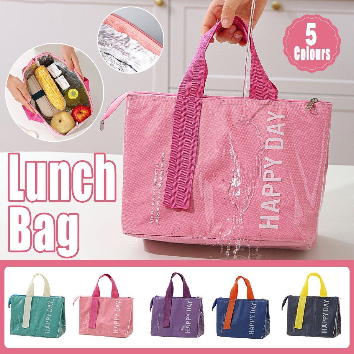 Large Capacity Lunch Bag Outdoor Picnic Aluminum Foil Portable Thermal Bag - Navy