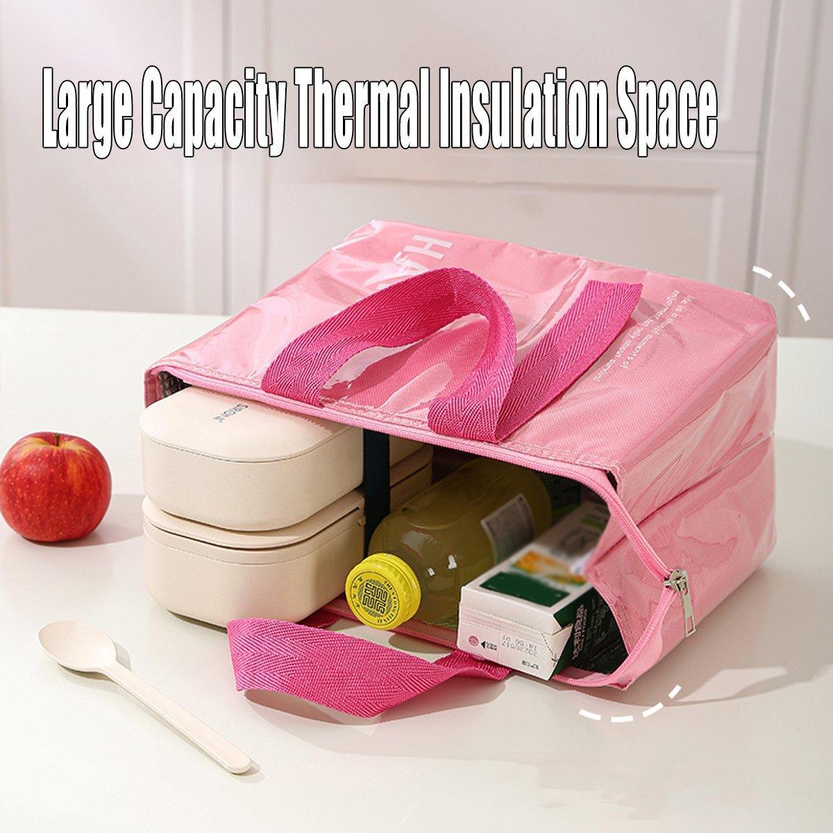 Large Capacity Lunch Bag Outdoor Picnic Aluminum Foil Portable Thermal Bag - Navy