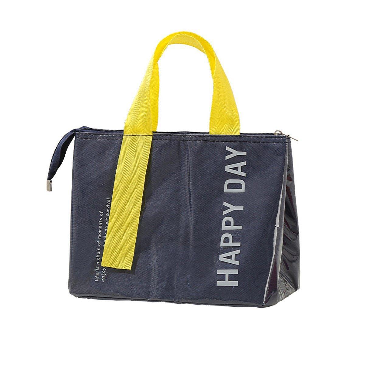 Large Capacity Lunch Bag Outdoor Picnic Aluminum Foil Portable Thermal Bag - Navy
