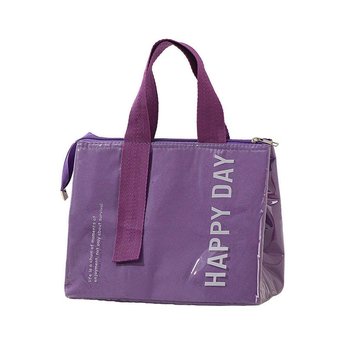 Large Capacity Lunch Bag Outdoor Picnic Aluminum Foil Portable Thermal Bag - Navy