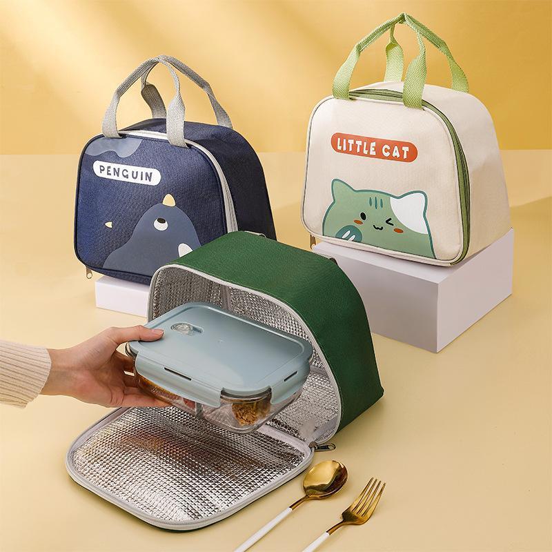 Cute Cartoon Lunch Bag Reusable Insulated School Lunch Box Cooler Tote Boy Girl - Pink