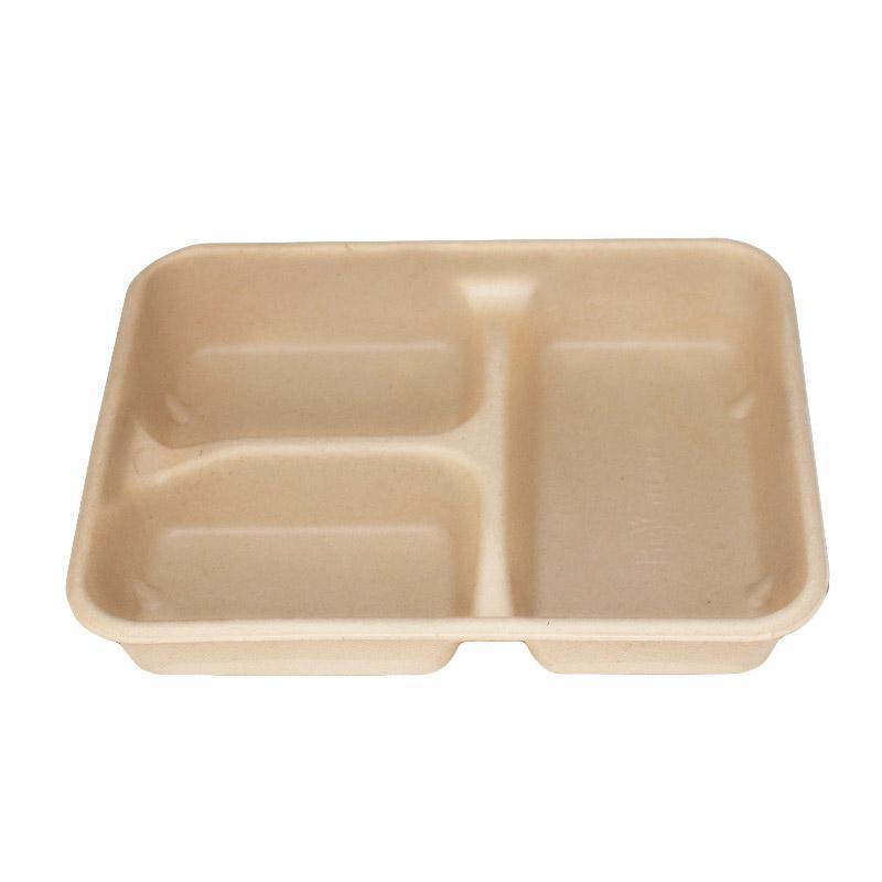 25/50pcs Biodegradable Lunch Box Microwaveable Tray with Compartment Paper Lid - 1200ml-4-25pcs
