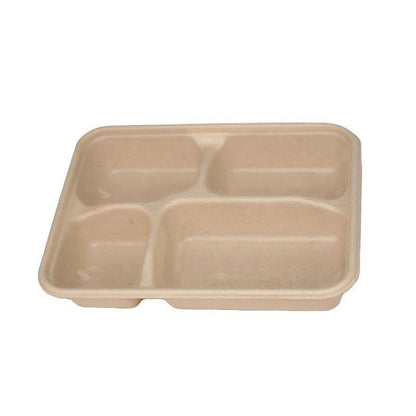 25/50pcs Biodegradable Lunch Box Microwaveable Tray with Compartment Paper Lid - 1200ml-4-25pcs