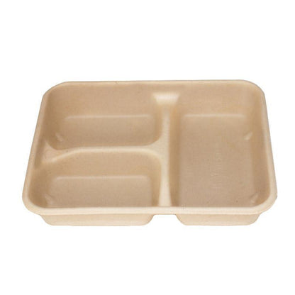 25/50pcs Biodegradable Lunch Box Microwaveable Tray with Compartment Paper Lid - 1400ml-5-25pcs