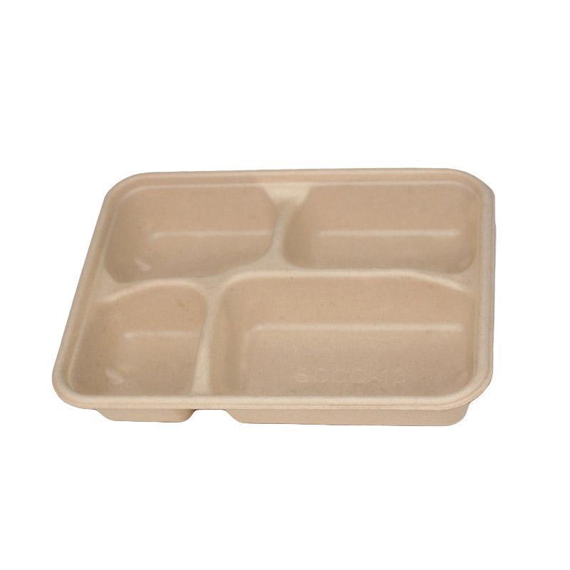 25/50pcs Biodegradable Lunch Box Microwaveable Tray with Compartment Paper Lid - 1400ml-5-25pcs