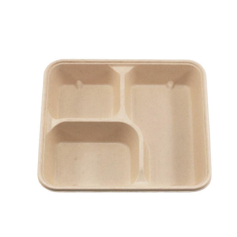 25/50pcs Biodegradable Lunch Box Microwaveable Tray with Compartment Paper Lid - 1400ml-5-25pcs