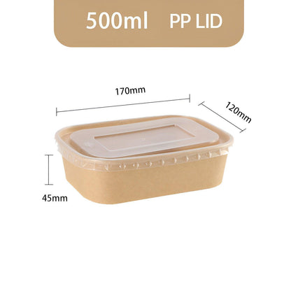 50pcs Eco Friendly Kraft Paper Food Containers Lunch Boxes for Picnic Takeout - 500ml