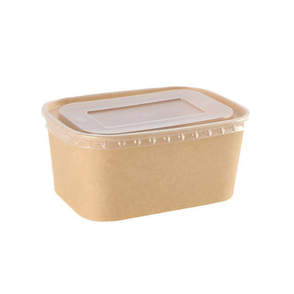 50pcs Eco Friendly Kraft Paper Food Containers Lunch Boxes for Picnic Takeout - 650ml