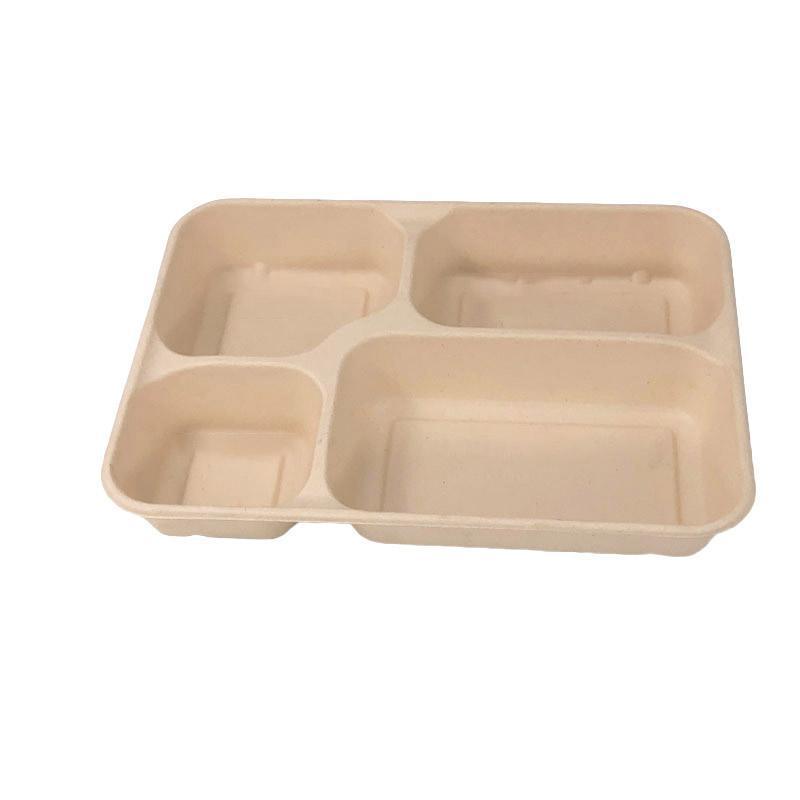 25/50pcs Biodegradable Lunch Box Microwaveable Tray with Compartment Paper Lid - 800ml-50pcs
