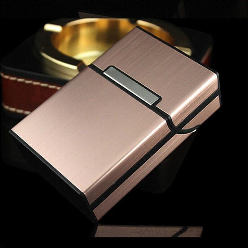 Tobacco Holder Aluminum Pocket Box Storage Container 20 Cigarette Case Lighterau - Black