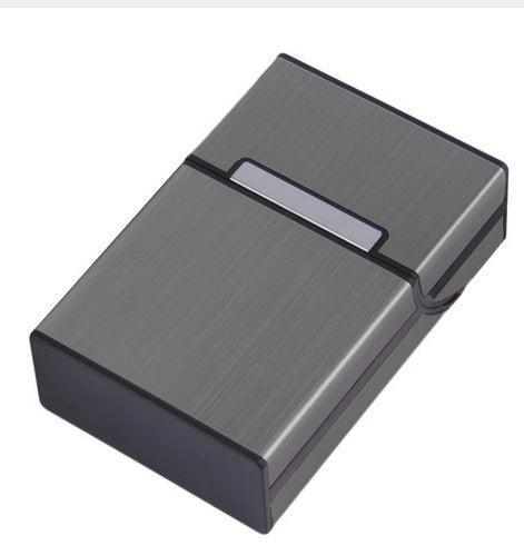 Tobacco Holder Aluminum Pocket Box Storage Container 20 Cigarette Case Lighterau - Black