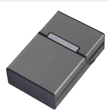 Tobacco Holder Aluminum Pocket Box Storage Container 20 Cigarette Case Lighterau - Black