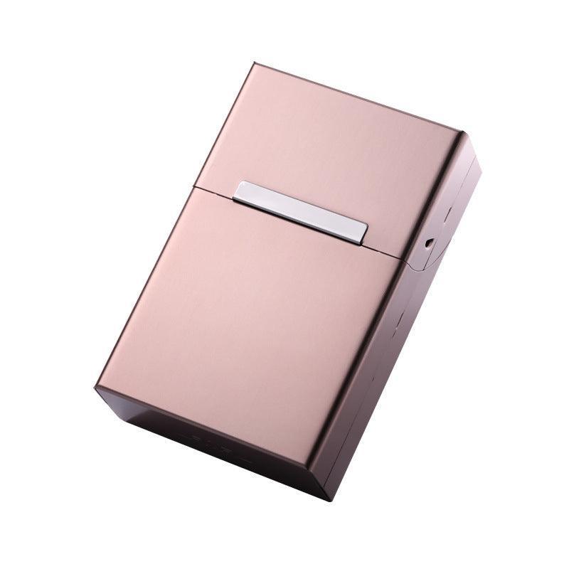 Tobacco Holder Aluminum Pocket Box Storage Container 20 Cigarette Case Lighterau - Black
