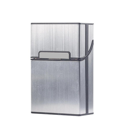 Tobacco Holder Aluminum Pocket Box Storage Container 20 Cigarette Case Lighterau - Black