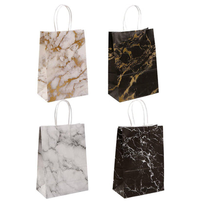 25PCS Marble Series Shopping Paper Bag Luxury Handbag Party Favor Gift Bags Set - Black Gold-M