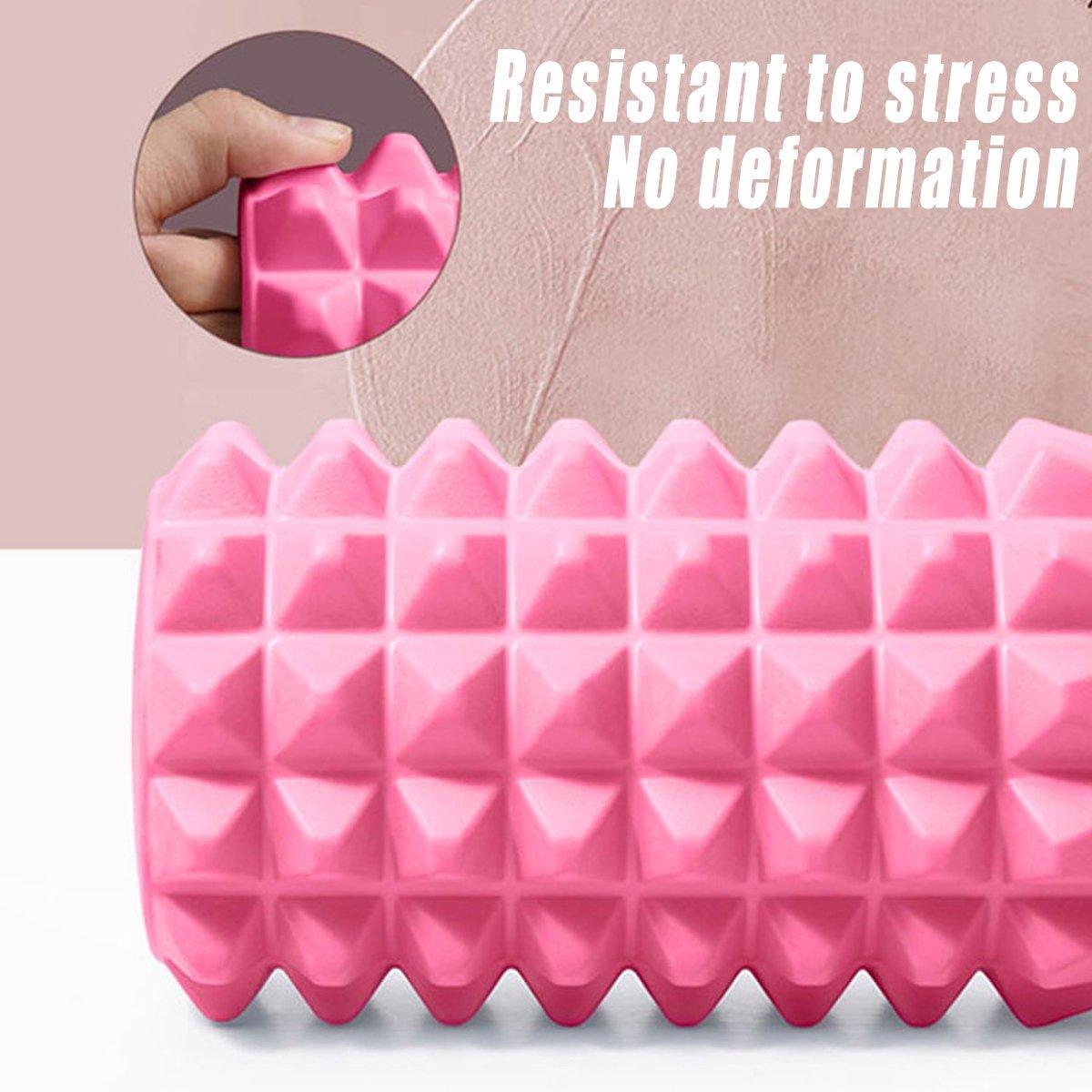 High Density EVA Foam Roller Yoga Massage Stick for Fitness - Wolf Tooth Style Purple-33cm