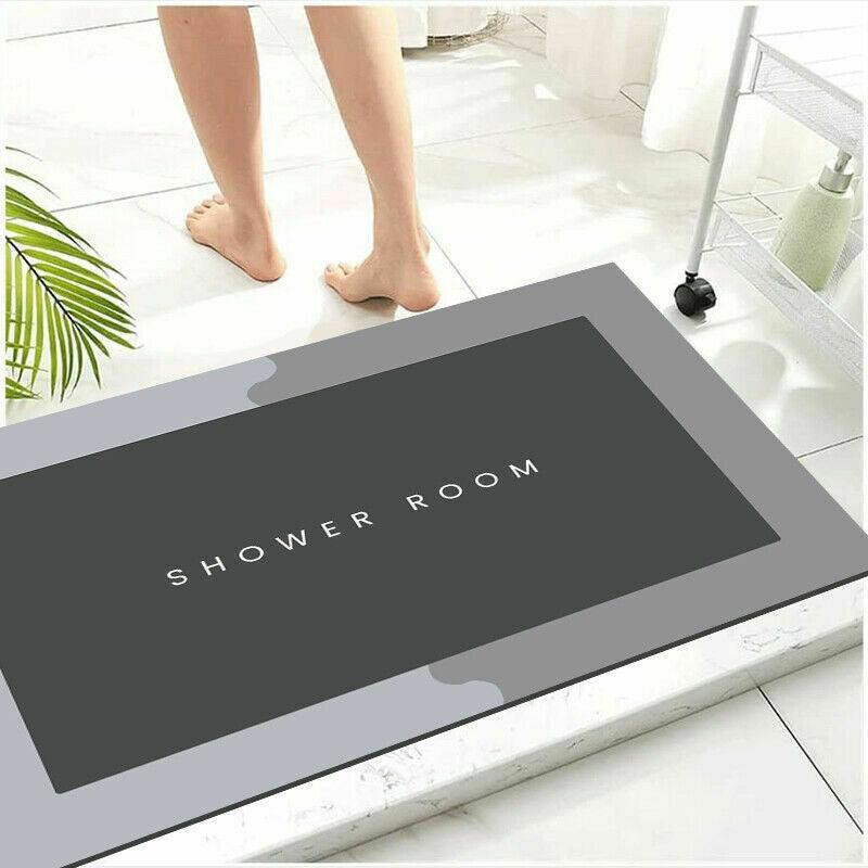 50x80CM Super Absorbent Floor Mat Soft Quick-Drying Non-Slip Diatom Mud Bath - Grey-Retangle