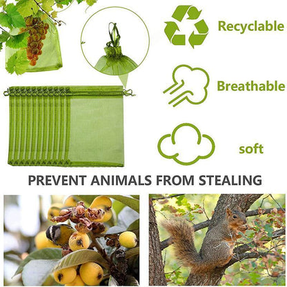 50/100PCS Garden Fruit Protection Net Bags Insect Proof Drawstring Mesh Organza - 50Pcs 10x15cm