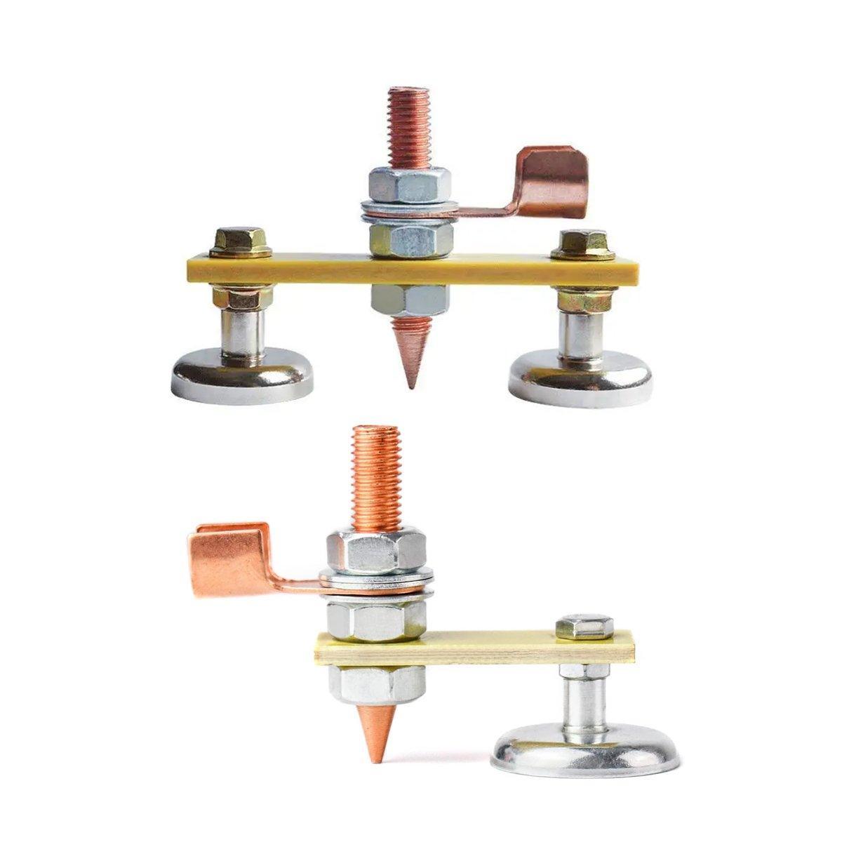 2pcs Magnetic Welding Ground Clamps Heavy Duty Metal Holder Magnet Support Tool - Double