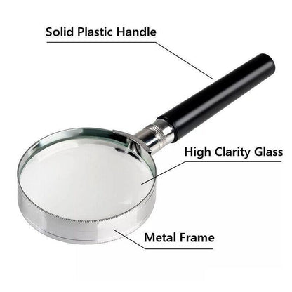 Magnifying Glass 10X Handheld Metal Frame 50mm Loupe