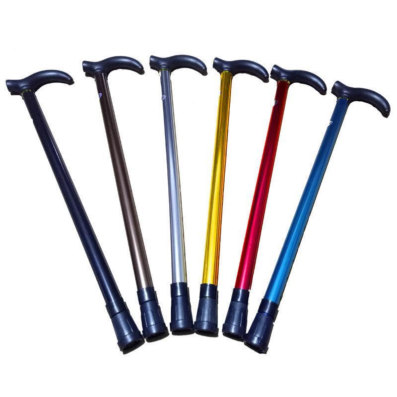 Metal Walking Stick Travel Retractable Cane Pole Compact Adjustable Lightweight - Yellow