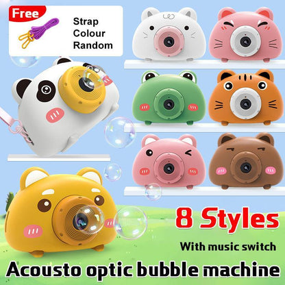 Acousto Optic Bubble Machine Camera Animal-Shaped With Light Music Toy Gift - Cat