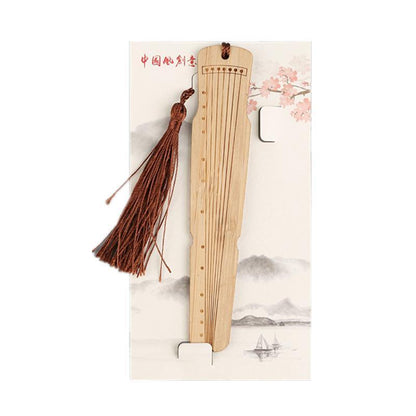 Chinese Style Bass Book Folder Book Clip Bamboo Bookmark Guitar Bookmark Lable - Pipa - Chrysanthemum